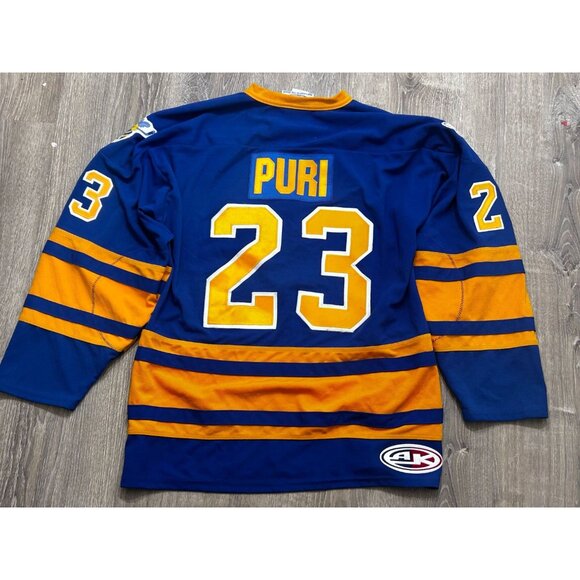 Athletic Knit Hockey Jersey Men's Size Large V-Neck Sportwear Blue - Picture 10 of 10